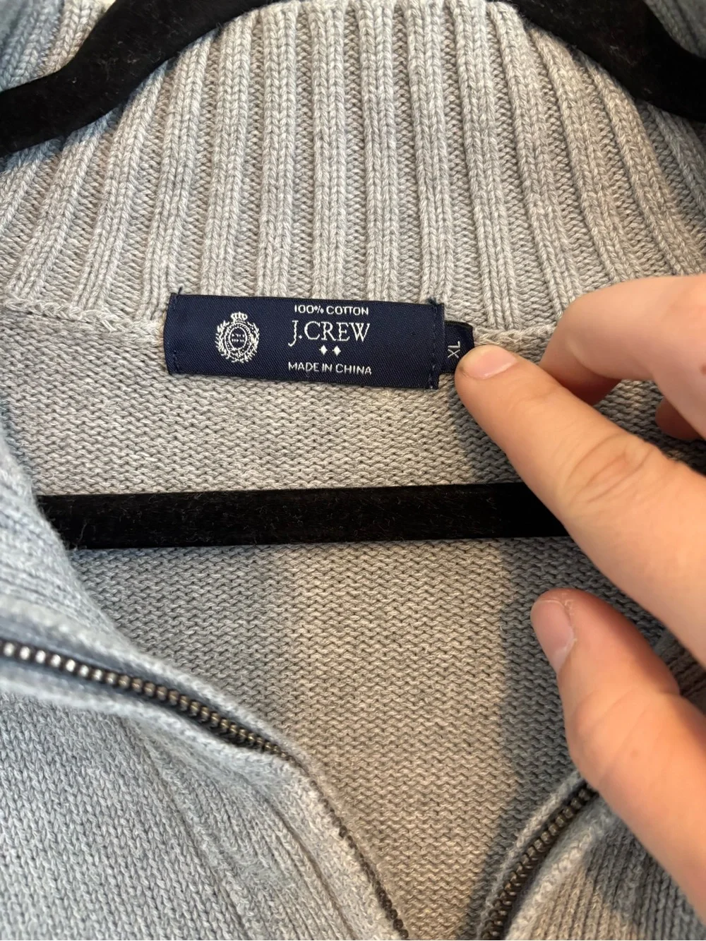 J.Crew Full Zip Sweater Gray Cotton Knit Cardigan Men’s XL